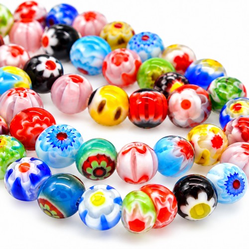 Millefiori glasperlen 10mm - millefiori, 4-10mm