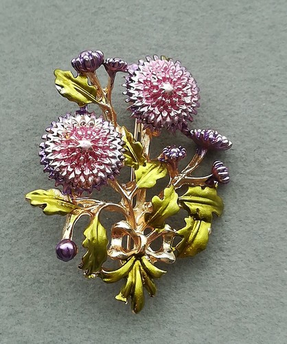 Dahlien brosche gold blumen - dahlien,