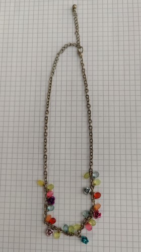 Kette silber bunt - , strasssteine