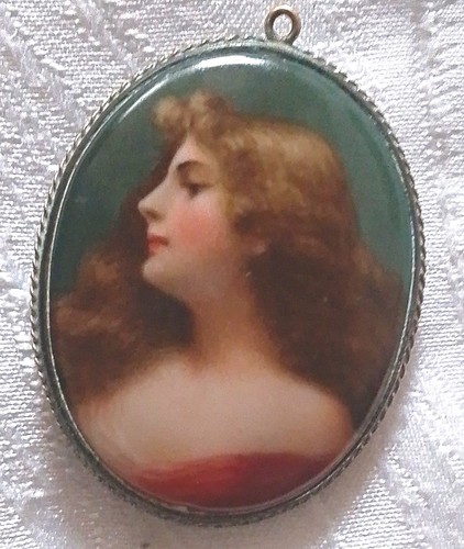 Damen medaillon anhänger oval - medaillon-anhänger,