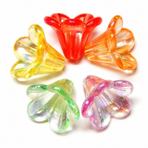 Blumenperlen acryl 10mm bunt - acryl,
