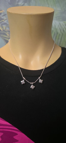 Kette silber blumen strass - silber,