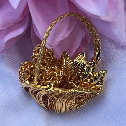 Vintage brosche blumen korb - blumen,